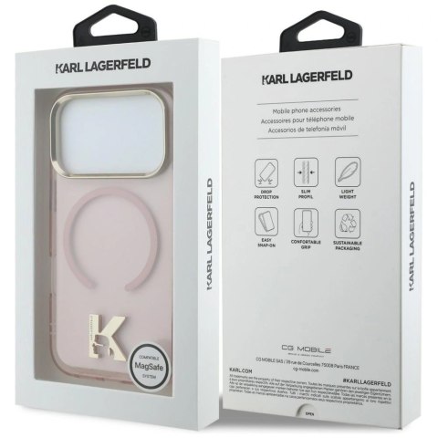 Etui Karl Lagerfeld IML K Head Logo MagSafe na iPhone 17 Pro - różowe