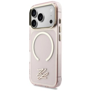 Etui Karl Lagerfeld IML KL Script Logo MagSafe na iPhone 17 Pro Max - różowe