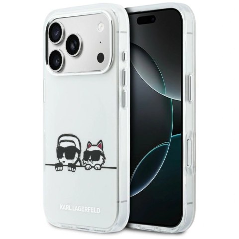 Etui Karl Lagerfeld IML Karl & Choupette Peekaboo Logo MagSafe na iPhone 17 Pro Max - białe