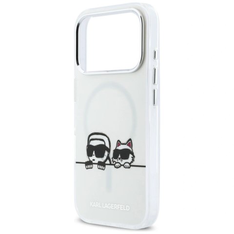 Etui Karl Lagerfeld IML Karl & Choupette Peekaboo Logo MagSafe na iPhone 17 Pro Max - białe