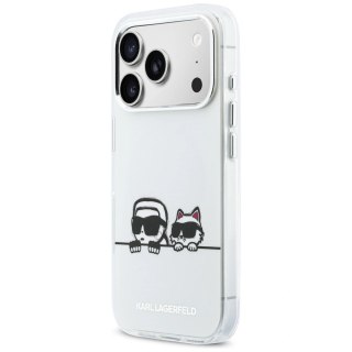 Etui Karl Lagerfeld IML Karl & Choupette Peekaboo Logo MagSafe na iPhone 17 Pro - białe