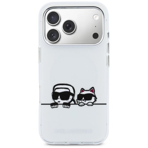 Etui Karl Lagerfeld IML Karl & Choupette Peekaboo Logo MagSafe na iPhone 17 Pro - białe