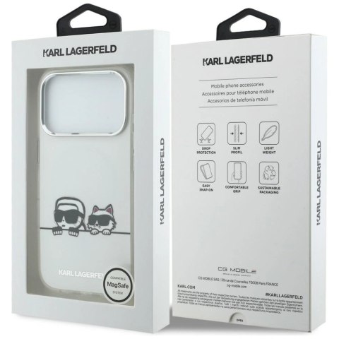 Etui Karl Lagerfeld IML Karl & Choupette Peekaboo Logo MagSafe na iPhone 17 Pro - białe