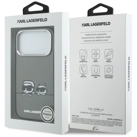 Etui Karl Lagerfeld IML Karl & Choupette Peekaboo Logo MagSafe na iPhone 17 Pro - czarne