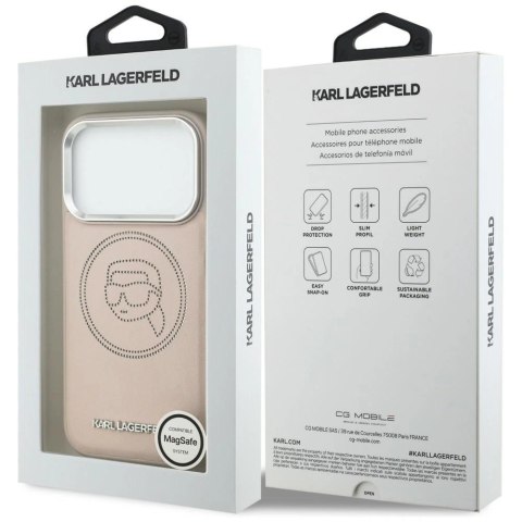 Etui Karl Lagerfeld K Head Point Logo MagSafe na iPhone 17 Pro Max - różowe