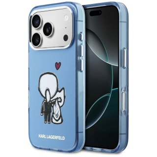 Etui Karl Lagerfeld Karl & Choupette Back MagSafe na iPhone 17 Pro Max - niebieskie