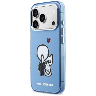 Etui Karl Lagerfeld Karl & Choupette Back MagSafe na iPhone 17 Pro - niebieskie