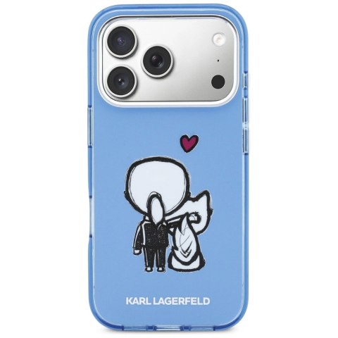 Etui Karl Lagerfeld Karl & Choupette Back MagSafe na iPhone 17 Pro - niebieskie