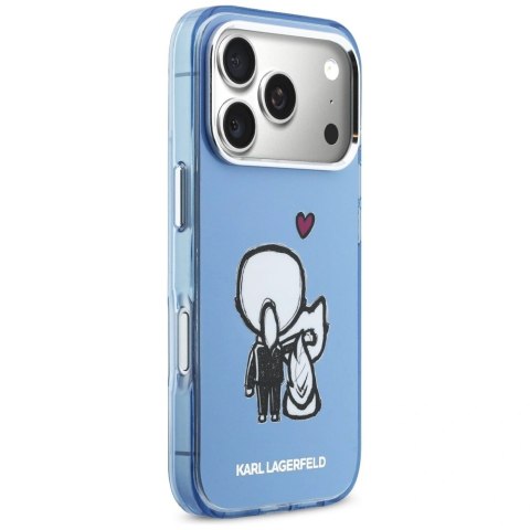 Etui Karl Lagerfeld Karl & Choupette Back MagSafe na iPhone 17 Pro - niebieskie