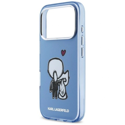 Etui Karl Lagerfeld Karl & Choupette Back MagSafe na iPhone 17 Pro - niebieskie