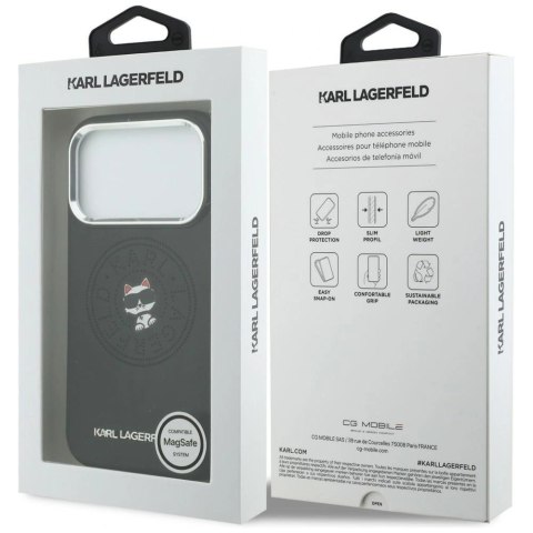 Etui Karl Lagerfeld Point & Choupette Sketch MagSafe na iPhone 17 Pro - czarne