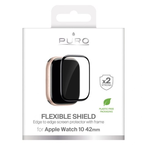 Puro PMMA Screen Protector "FLEXIBLE SHIELD", with applicator included, for Apple Watch Serie 10 / 11 42mm, Black