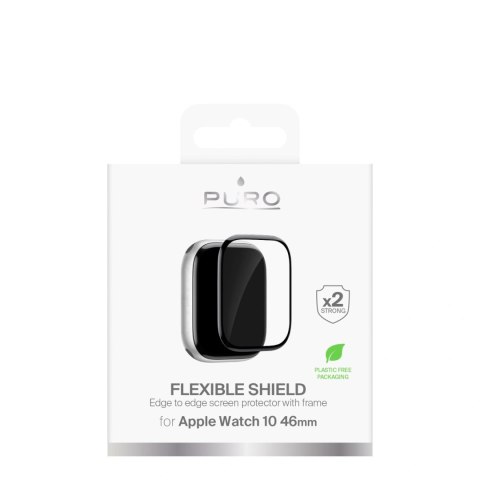 Puro PMMA Screen Protector "FLEXIBLE SHIELD", with applicator included, for Apple Watch Serie 10 / 11 46mm, Black