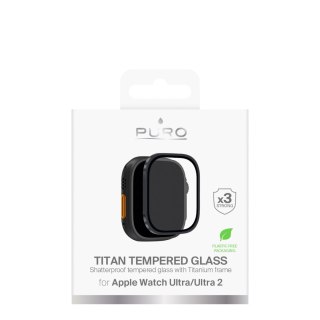 Puro Tempered Glass with Titanium frame for Apple Watch Ultra / Ultra 2 / Ultra 3m, black
