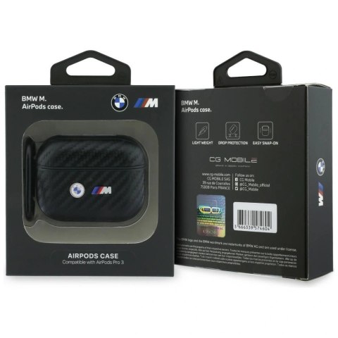 Etui BMW Carbon Metal Logo na AirPods Pro 3 - czarne