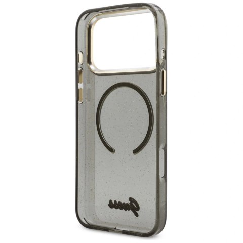 Etui Guess IML Glitters Script Strap MagSafe do iPhone 17 Pro Max - czarne