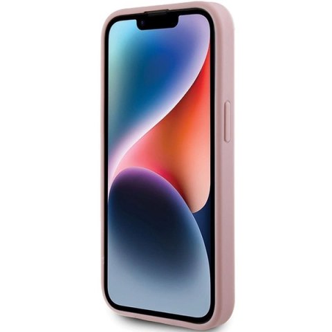 Etui Guess Glitter Script Big 4G na iPhone 15 Plus - różowe