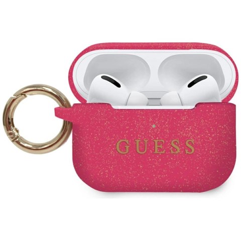 Etui Guess Silicone Glitter na AirPods Pro - różowo-brokatowe