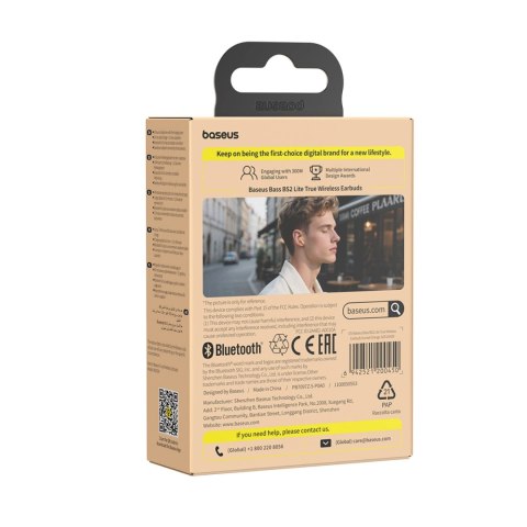 Słuchawki douszne Baseus Bass BS2 Lite TWS - pomarańczowe