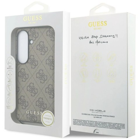 Etui Guess 4G Classic Logo Charm MagSafe na Samsung Galaxy S26 - brązowe