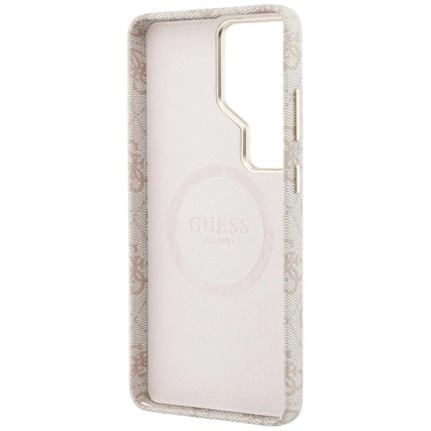 Etui Guess 4G Rhinestone Round Logo MagSafe na Samsung Galaxy S26 Ultra - różowe