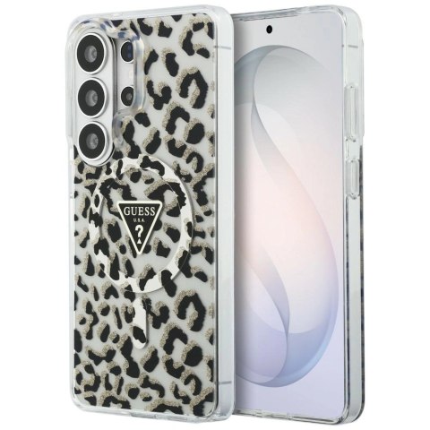Etui Guess IML Leopard Print Triangle MagSafe na Samsung Galaxy S26 Ultra - czarne