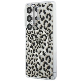 Etui Guess IML Leopard Print Triangle MagSafe na Samsung Galaxy S26 Ultra - czarne