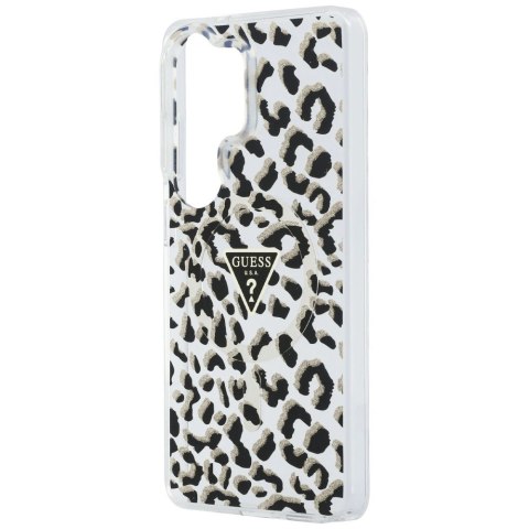 Etui Guess IML Leopard Print Triangle MagSafe na Samsung Galaxy S26 Ultra - czarne