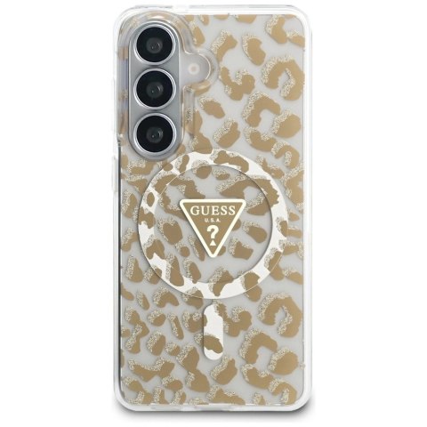 Etui Guess IML Leopard Print Triangle MagSafe na Samsung Galaxy S26 - brązowe