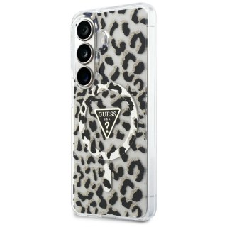Etui Guess IML Leopard Print Triangle MagSafe na Samsung Galaxy S26 - czarne