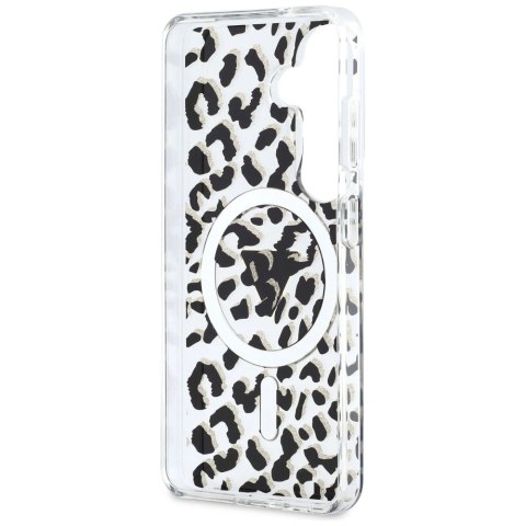 Etui Guess IML Leopard Print Triangle MagSafe na Samsung Galaxy S26 - czarne