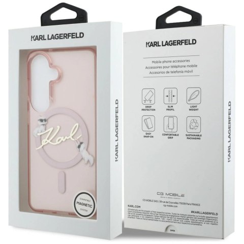 Etui Karl Lagerfeld IML KC Script MagSafe na Samsung Galaxy S26 - różowe