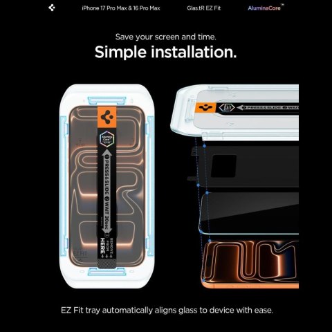 SZKŁO HARTOWANE SPIGEN GLAS.TR "EZ FIT" 2-PACK IPHONE 16 PRO MAX / 17 PRO MAX CLEAR