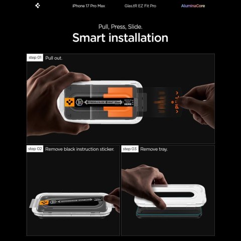 SZKŁO HARTOWANE SPIGEN GLAS.TR "EZ FIT PRO" IPHONE 16 PRO MAX / 17 PRO MAX CLEAR
