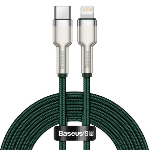 Kabel Baseus Cafule PD 20W USB-C - Lightning z metalowymi końcówkami 2m - zielony