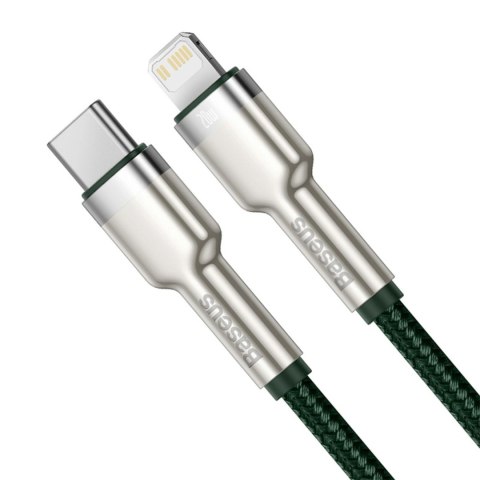 Kabel Baseus Cafule PD 20W USB-C - Lightning z metalowymi końcówkami 2m - zielony