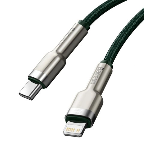 Kabel Baseus Cafule PD 20W USB-C - Lightning z metalowymi końcówkami 2m - zielony