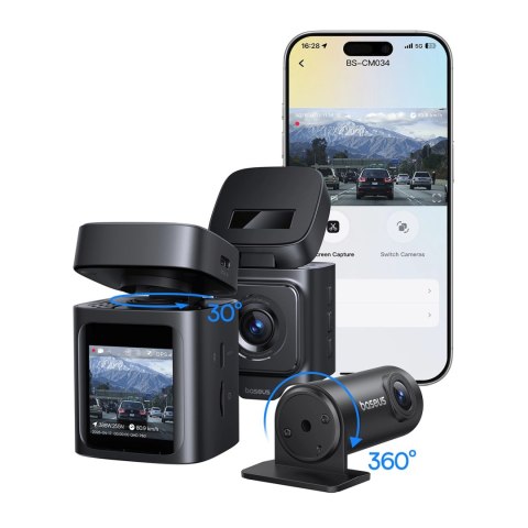 Kamera samochodowa Baseus PrimeTrip VD1 wideorejestrator 2K+1080p - czarna