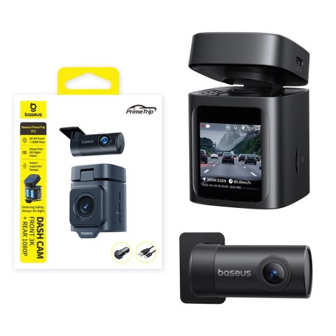 Kamera samochodowa Baseus PrimeTrip VD1 wideorejestrator 2K+1080p - czarna