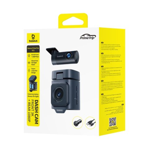 Kamera samochodowa Baseus PrimeTrip VD1 wideorejestrator 2K+1080p - czarna