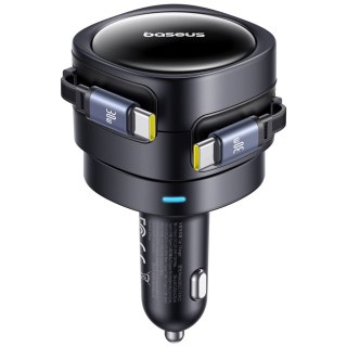 Ładowarka samochodowa Baseus Enjoyment Max 60W z dwoma zwijanymi kablami USB-C - czarna