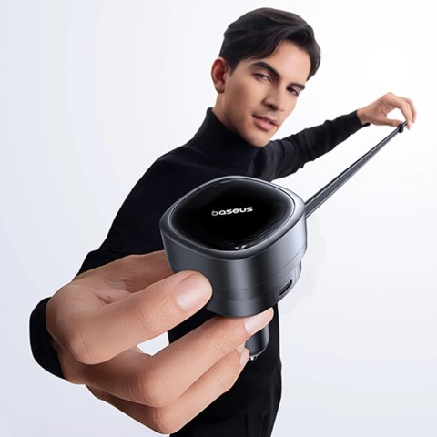 Ładowarka samochodowa Baseus PrimeTrip VR1 60W USB-A USB-C ze zwijanym kablem USB-C - czarna
