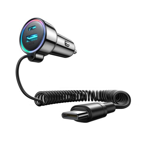 Ładowarka samochodowa Joyroom JR-CL07 90W 3w1 z wbudowanym kablem USB-C - czarna