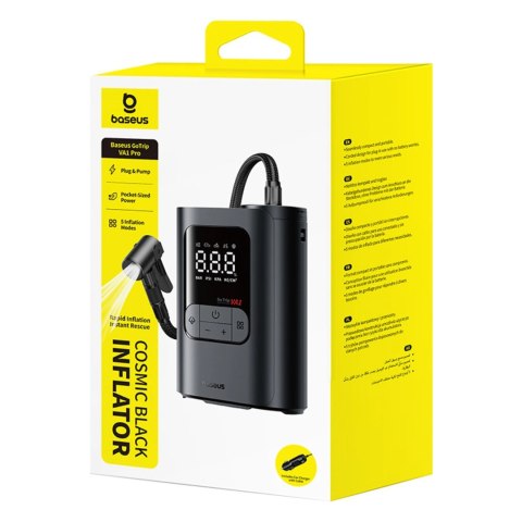 Pompka samochodowa Baseus GoTrip VA1 kompresor 150 PSI z zasilaniem 12 V - ciemnoszara