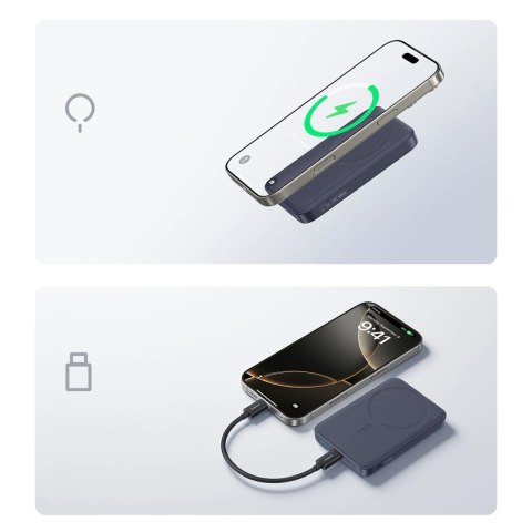 Powerbank Baseus EnerFill FM11 10000mAh 22.5W kompatybilny z MagSafe z czarnym kablem Basues Simple USB-C 20V/3A 30cm - ciemnosz