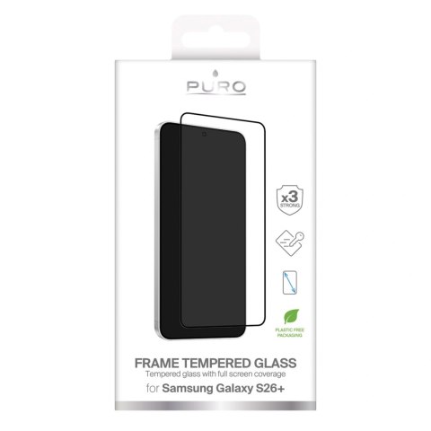 Szkło hartowane Puro Frame na Samsung Galaxy S26 Plus - z czarną ramką
