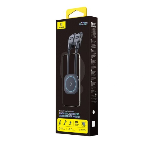 Uchwyt Baseus PrimeTrip C03sPro samochodowy na deskę rozdzielczą z ładowarką indukcyjną przyklejany - czarny