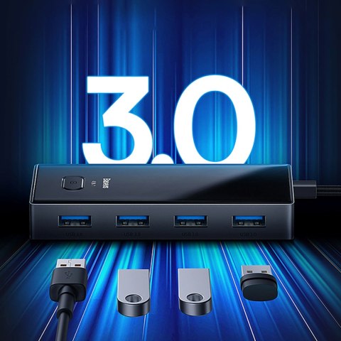 Hub USB-C Baseus PioneerJoy 4xUSB-A 3.0 - szary