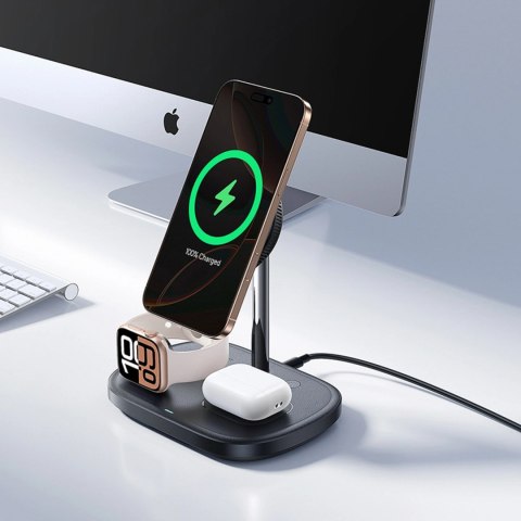 Ładowarka indukcyjna Baseus EnerFill FS41 3w1 z chłodzeniem z wtyczką EU 45W i kablem USB-C do USB-C - czarna