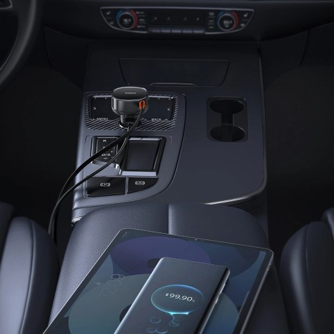 Ładowarka samochodowa Baseus Enjoyment Pro 55W USB-A ze zwijanym kablem Lightning - czarna